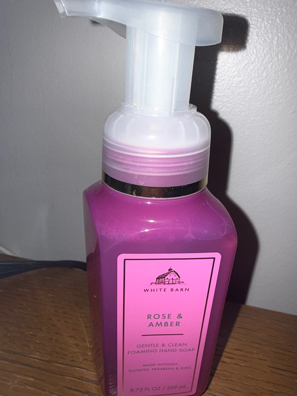 White Barn Rose & Amber Foaming Hand Soap - Magenta Pink Bottle